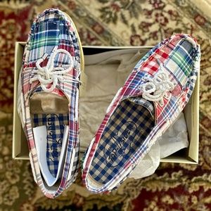 New in Box Sperry Topsider Madras Boat Shoes